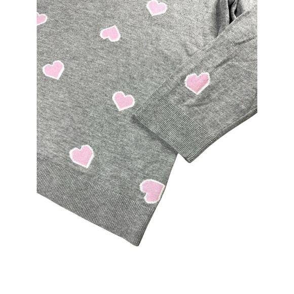 Wear Hearts Give Hope Talbots Breast Cancer Collection Gray Pink Heart Sweater L - Picture 3 of 10